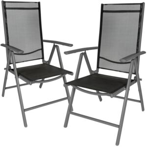 Tectake 401633 2 aluminium garden chairs - black/anthracite