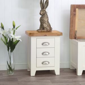 Hampshire Ivory Painted Oak Small 3 Drawer Bedside Table