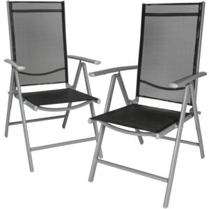 Tectake 401631 2 aluminium garden chairs - black/silver