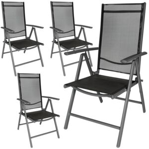 Tectake 401634 4 aluminium garden chairs - black/anthracite