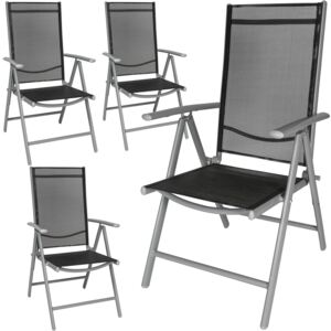Tectake 401632 4 aluminium garden chairs - black/silver