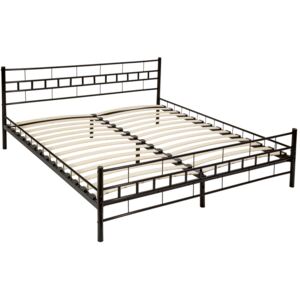 Tectake 401720 metal bed frame with slatted base - black, 200 x 180 cm