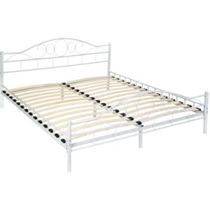 Tectake 401726 metal bed frame 'art' with slatted base - white, 200 x 180 cm