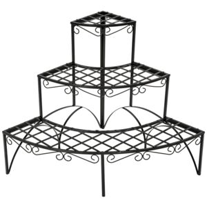 Tectake 401712 corner plant stand with 3 levels - black