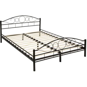 Tectake 401723 metal bed frame 'art' with slatted base - black, 200 x 140 cm