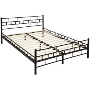 Tectake 401719 metal bed frame with slatted base - black, 200 x 140 cm