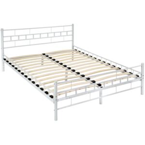 Tectake 401721 metal bed frame with slatted base - white, 200 x 140 cm