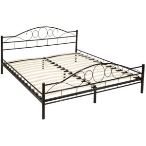 Tectake 401724 metal bed frame 'art' with slatted base - black, 200 x 180 cm