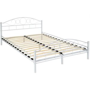 Tectake 401725 metal bed frame 'art' with slatted base - white, 200 x 140 cm