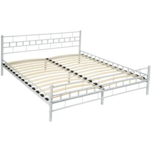 Tectake 401722 metal bed frame with slatted base - white, 200 x 180 cm