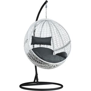 Tectake 401775 hanging chair with round frame rattan - white