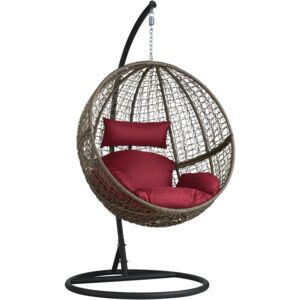 Tectake 401776 hanging chair with round frame rattan - brown