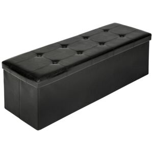 Tectake 401822 large storage bench, synthetic leather, foldable - black