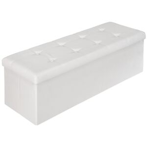 Tectake 401823 large storage bench, synthetic leather, foldable - white