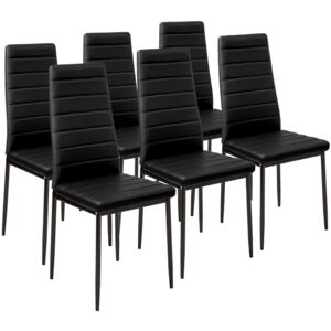 Tectake 401848 6 dining chairs synthetic leather - black