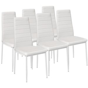 Tectake 401850 6 dining chairs synthetic leather - white