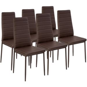 Tectake 401849 6 dining chairs synthetic leather - brown