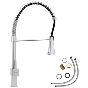 Tectake 402139 kitchen mixer tap with led lighting & detachable spray - grey