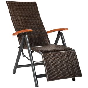 Tectake 402218 reclining garden chair with footrest - brown