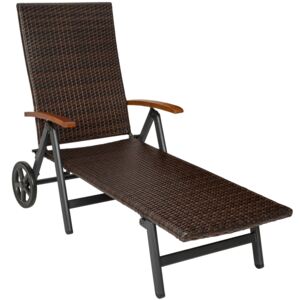 Tectake 402219 sun lounger with armrests auckland - brown