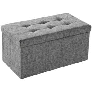 Tectake 402238 foldable storage bench made of polyester - light grey