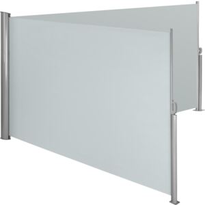 Tectake 402331 aluminium double side awning privacy screen - grey, 160 x 600 cm