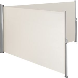 Tectake 402333 aluminium double side awning privacy screen - beige, 160 x 600 cm