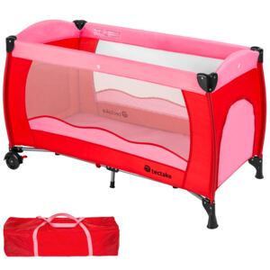 Tectake 402415 travel cot for children - pink