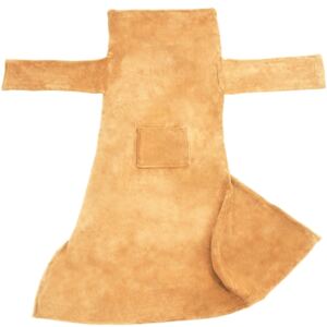 Tectake 402430 blanket with sleeves - beige, 180 x 150 cm