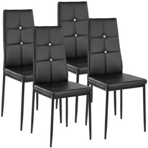 Tectake 402545 4 dining chairs with rhinestones - black