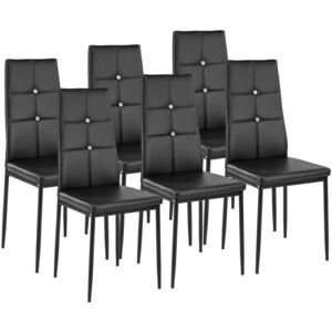 Tectake 402541 6 dining chairs with rhinestones - black