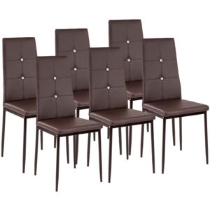 Tectake 402544 6 dining chairs with rhinestones - brown