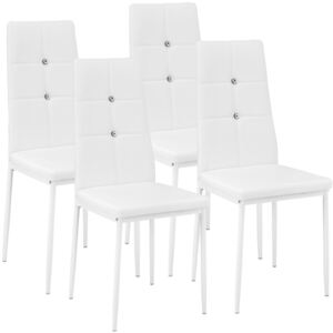 Tectake 402547 4 dining chairs with rhinestones - white