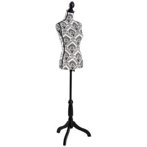 Tectake 402565 female tailor's dummy - black/white floral pattern