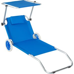 Tectake 402784 sun lounger with wheels - blue