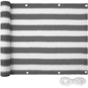 Tectake 402879 privacy screen, variant 2 - white/grey stripes, 75 cm