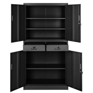 Tectake 402939 filing cabinet with 2 drawers - black