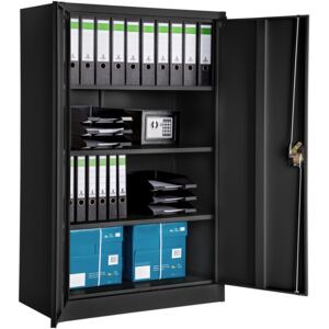 Tectake 402937 filing cabinet with 4 shelves - black