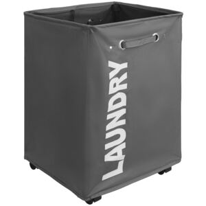 Tectake 402970 laundry basket on wheels - dark grey