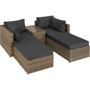Tectake 403168 rattan garden furniture set san domino with aluminium frame - nature