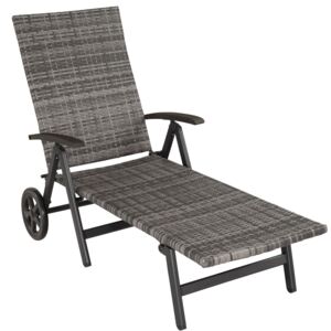 Tectake 403219 sun lounger with armrests auckland - grey
