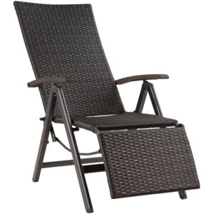 Tectake 403218 reclining garden chair with footrest - black