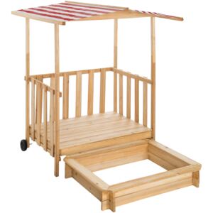 Tectake 403239 sandpit with play deck and canopy gretchen - red