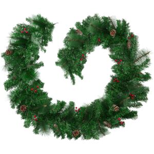 Tectake 403316 christmas garland with pinecones - red/green