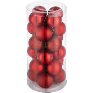 Tectake 403320 christmas baubles set of 24 in red - red