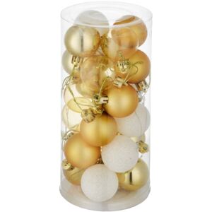 Tectake 403321 christmas baubles set of 24 in white/gold - white/gold