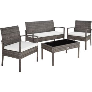 Tectake 403398 rattan garden furniture set sparta 3+1 - grey