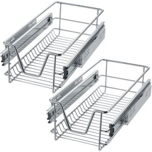 Tectake 403436 2 sliding wire baskets with drawer slides - 27 cm