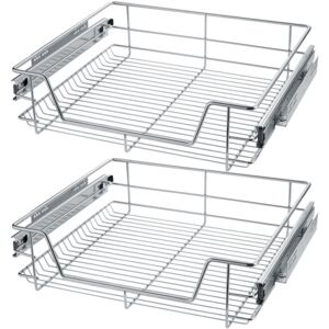 Tectake 403442 2 sliding wire baskets with drawer slides - 57 cm