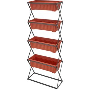 Tectake 403445 plant stand with 4 plant pots - brown